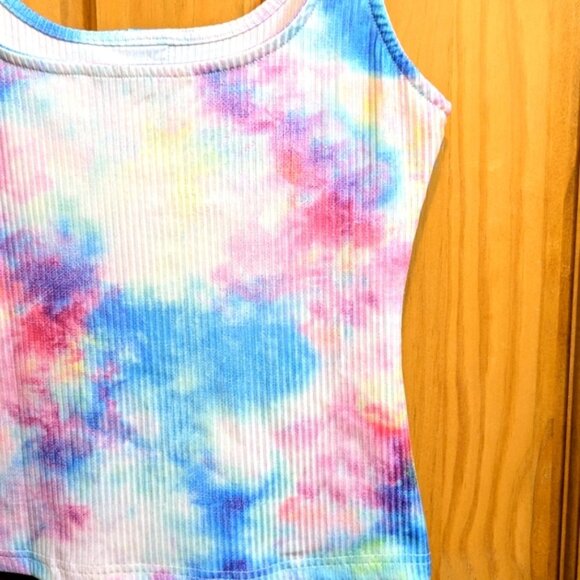 Women's SHEIN Ribbed Knit Crop Top Tank Top Pink/Blue/White Tie Dye Size Small - Picture 5 of 9